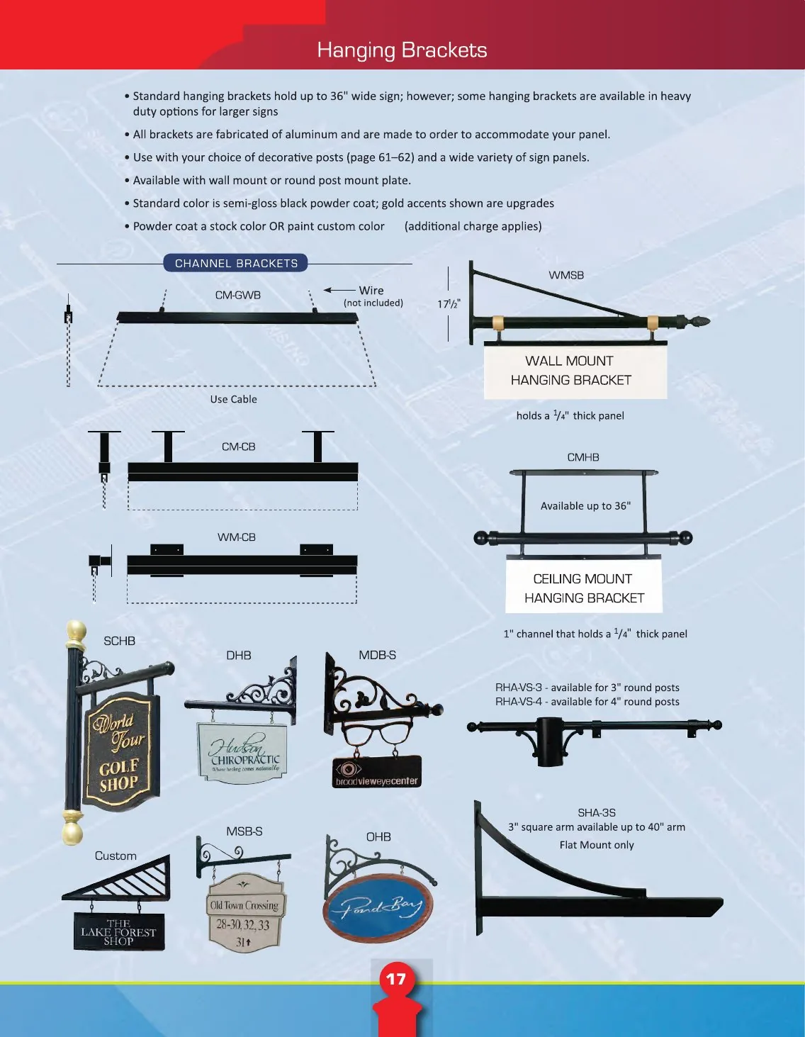 Hanging Brackets catalog page